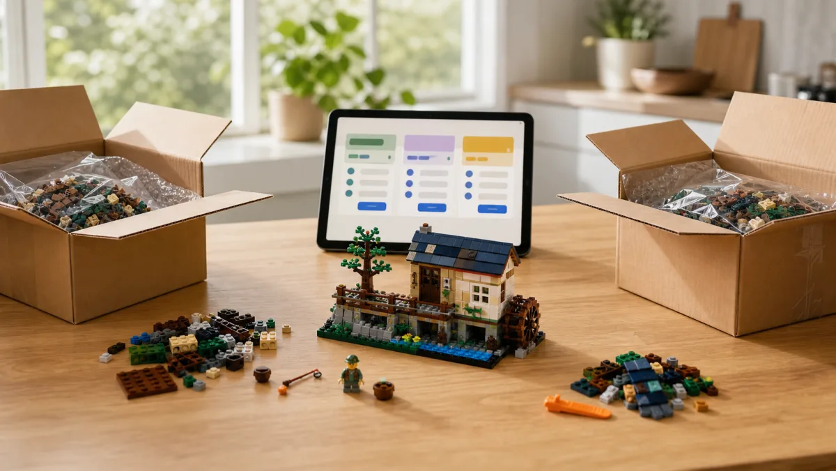 Real LEGO product images on a photorealistic decision desk for LEGO.com versus bol.com